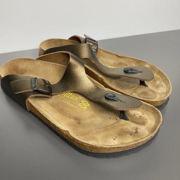 Birkenstock Shoes - Birkenstock Gizeh Birko-Flor Bronze Brown Sandals